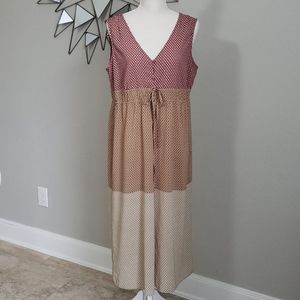 Anthropologie Red and Brown Sleeveless Dress